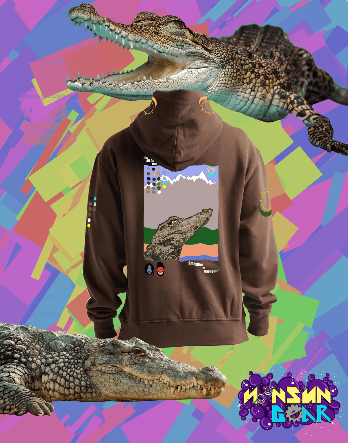 Back view of Alligator Mountain Heavyweight Hoodie streetwear by MoonSun Gear™