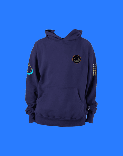 Front view of Dolphin Mountain Heavyweight Hoodie streetwear by MoonSun Gear™