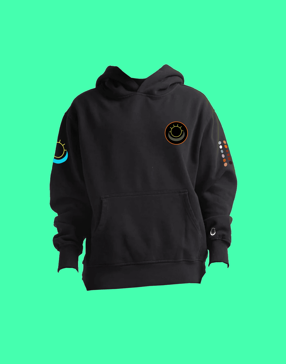 Front view of Flamingo Mountain Heavyweight Hoodie streetwear by MoonSun Gear™